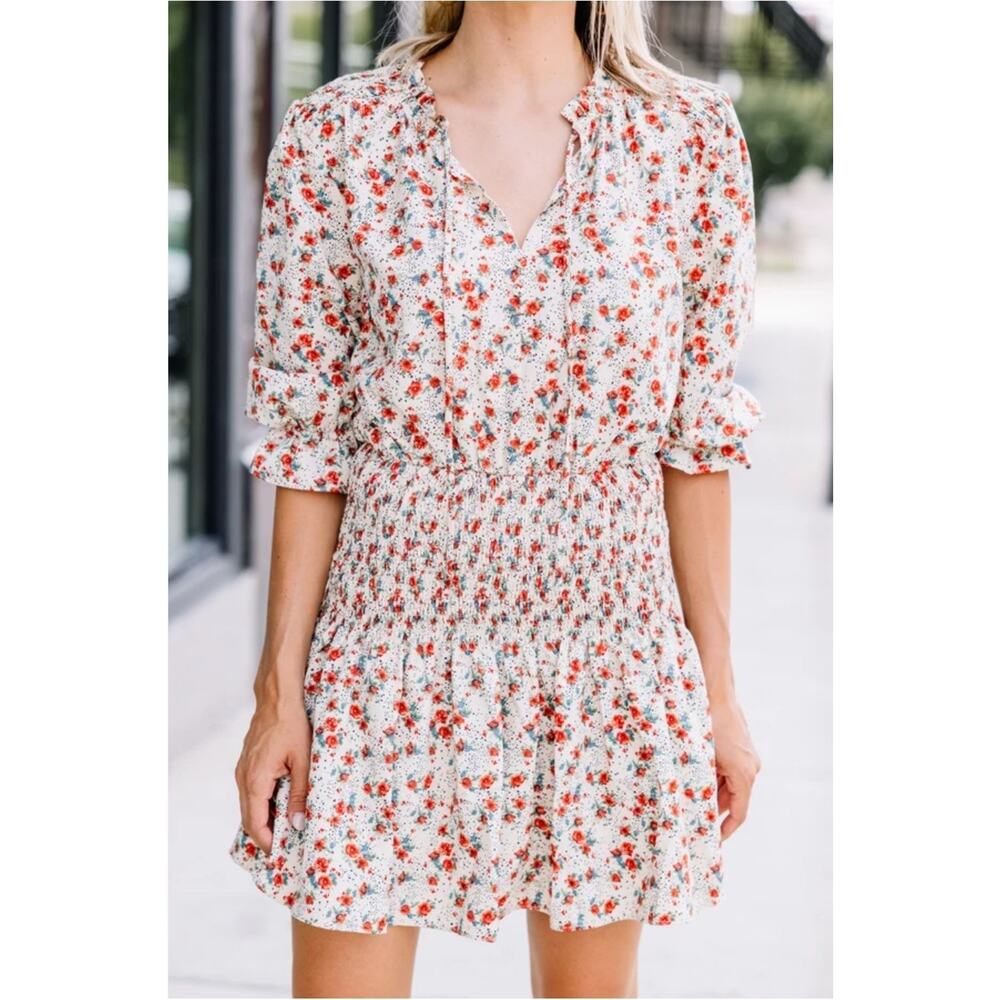 Nobody's Child Felicia Ditsy Red Floral Mini Dress 6
